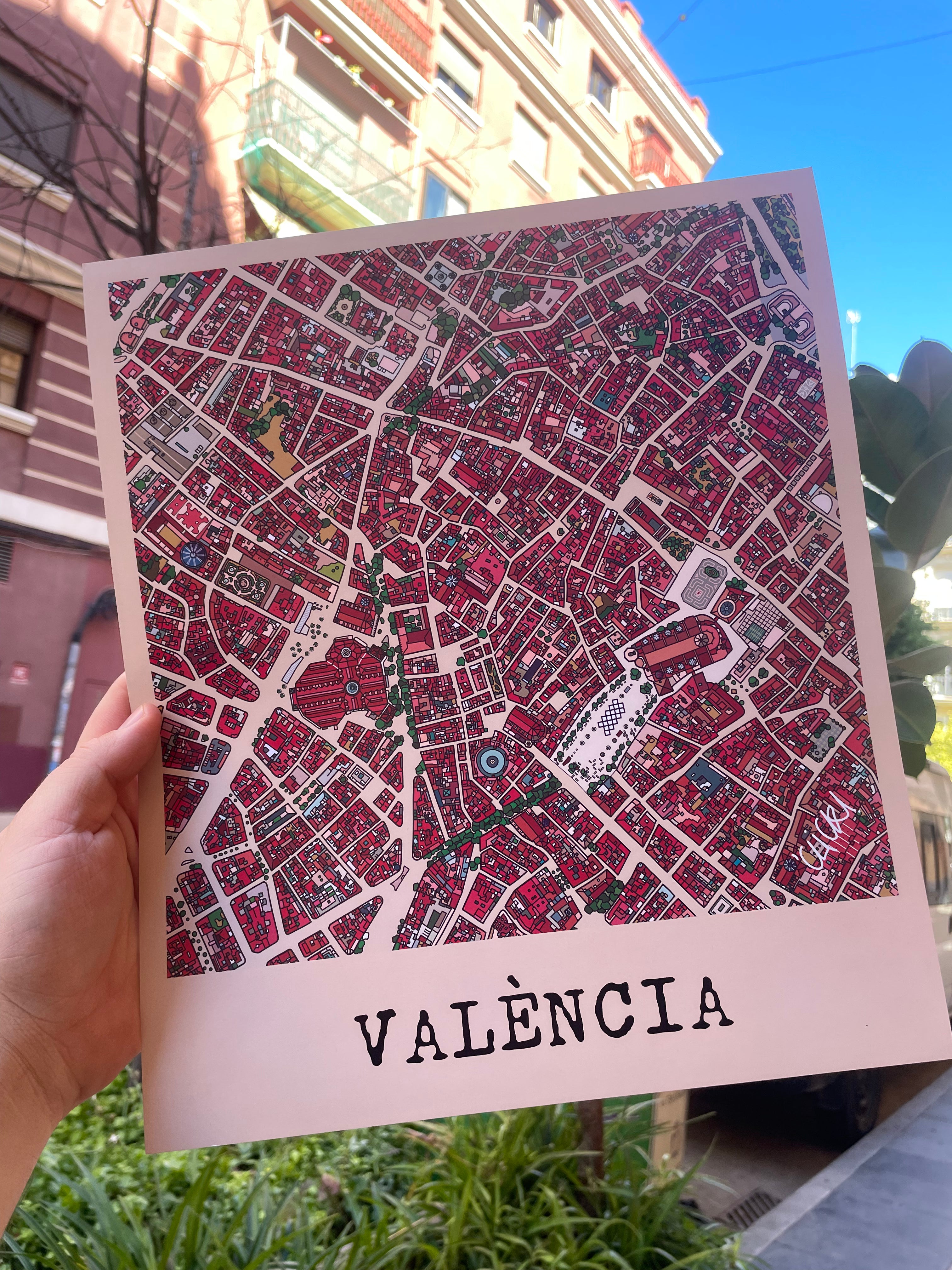 Mapa ilustrado del casco antiguo de Valencia – Un paseo en papel