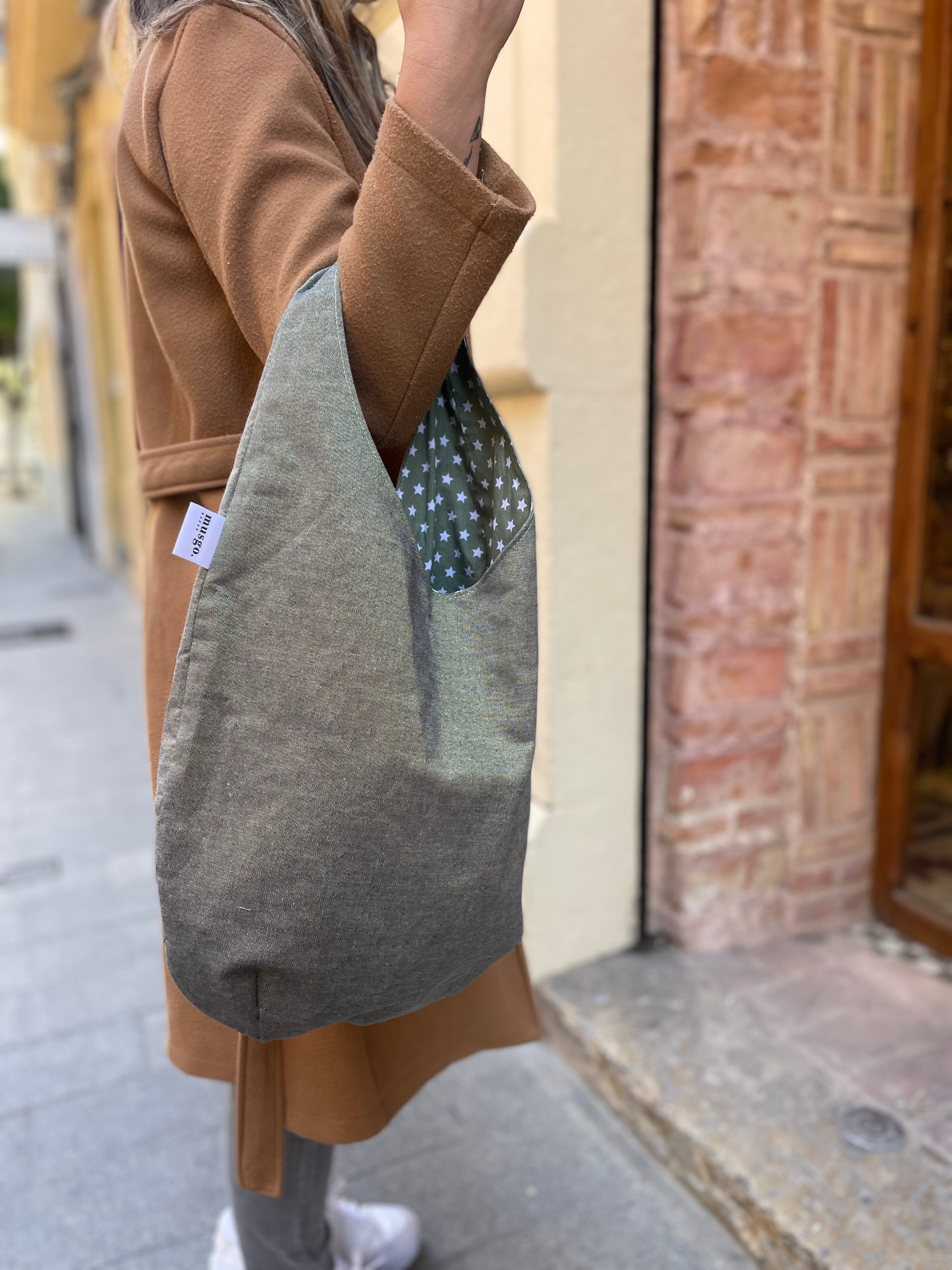 Handmade Bag Hobo 'Grey with Stars'