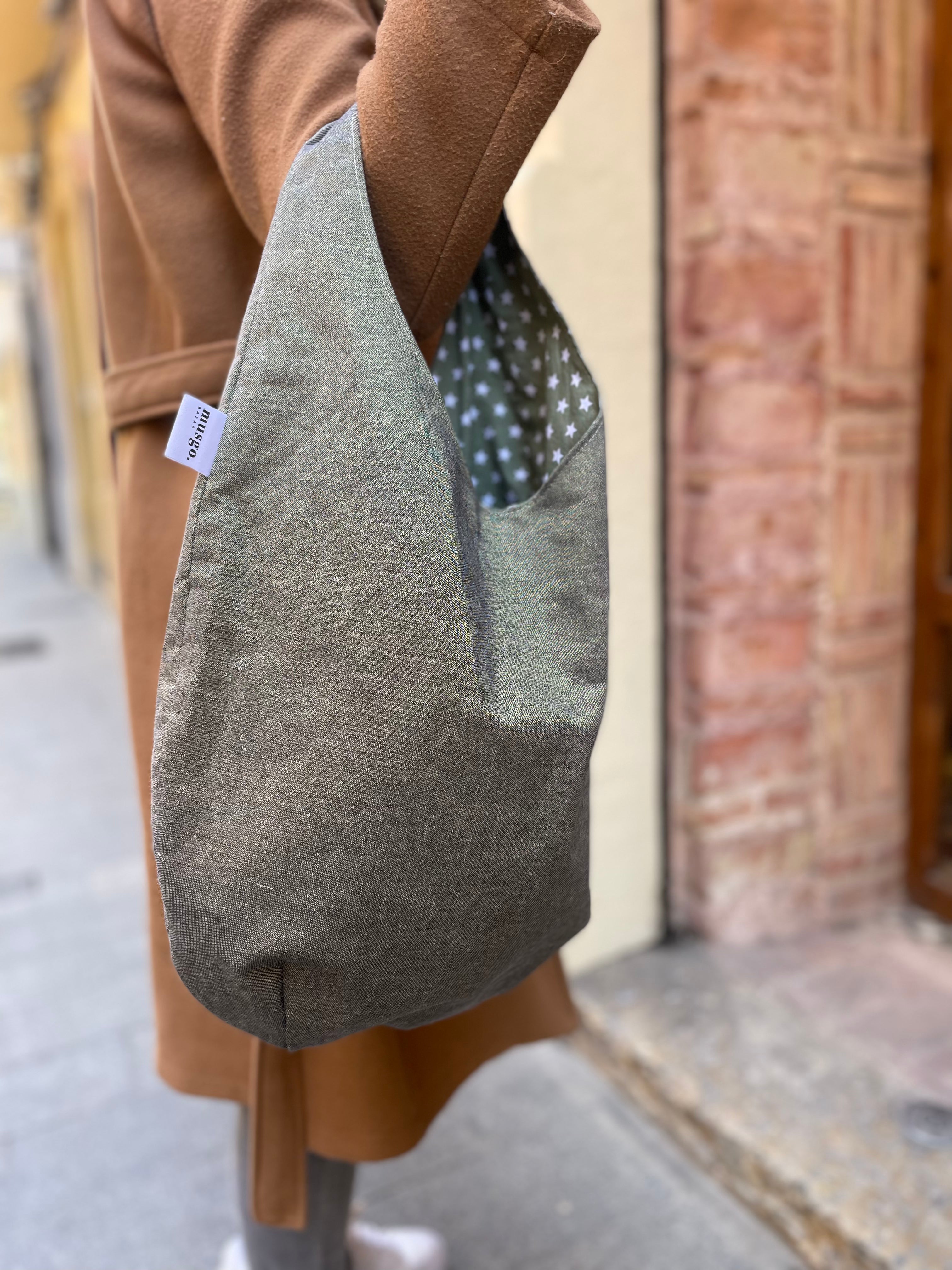 Handmade Bag Hobo 'Grey with Stars'