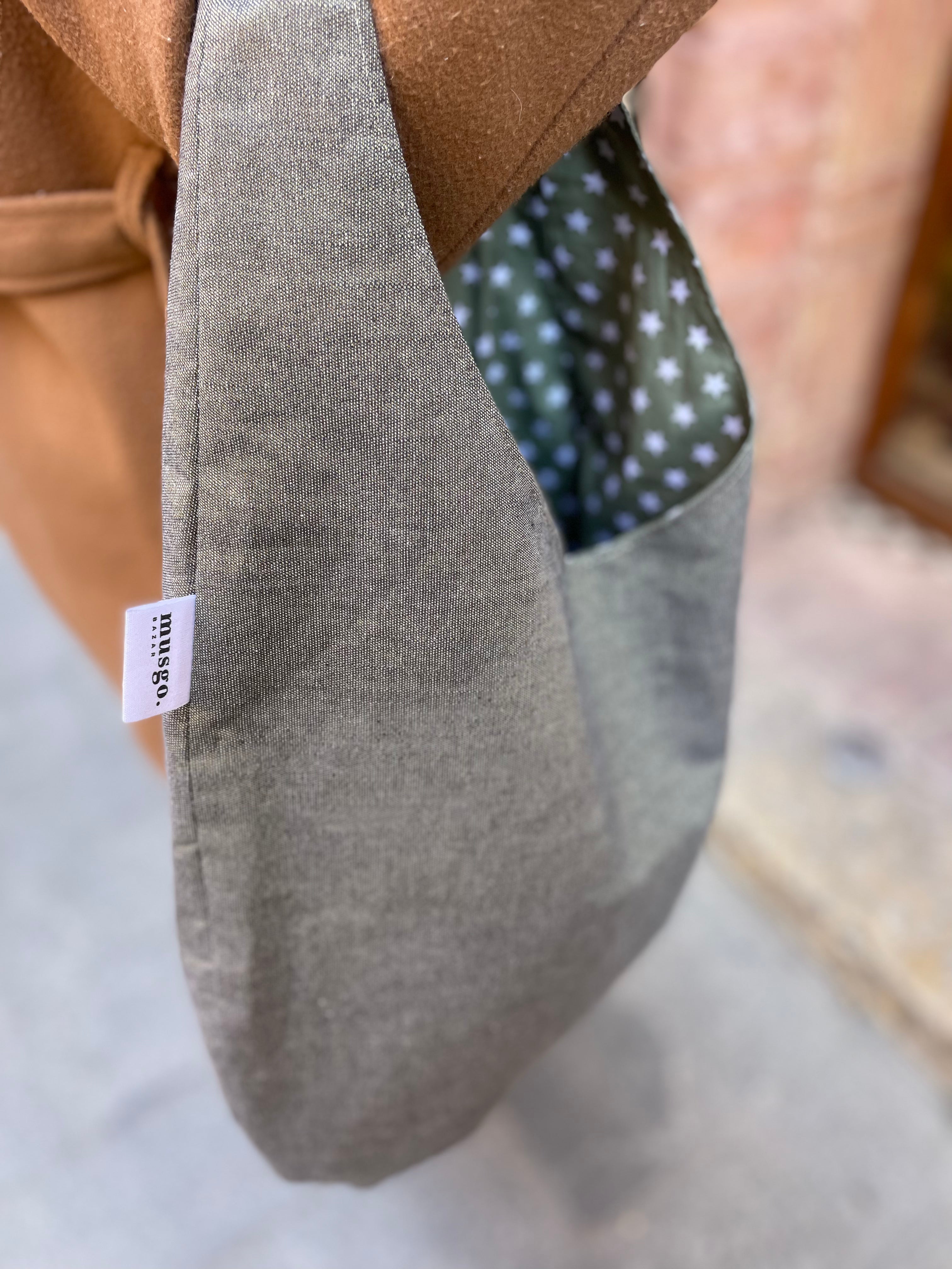 Handmade Bag Hobo 'Grey with Stars'