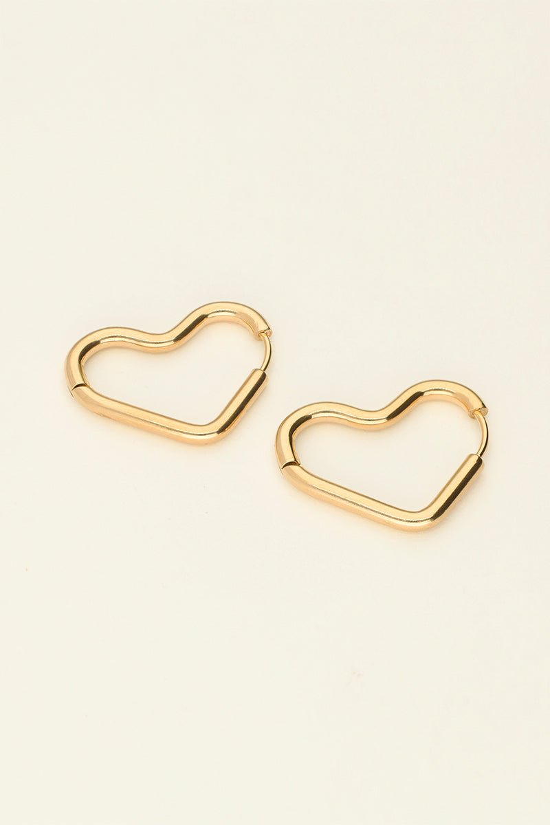 Basic Earrings with Open Heart – Stainless Steel - Musgo Bazar