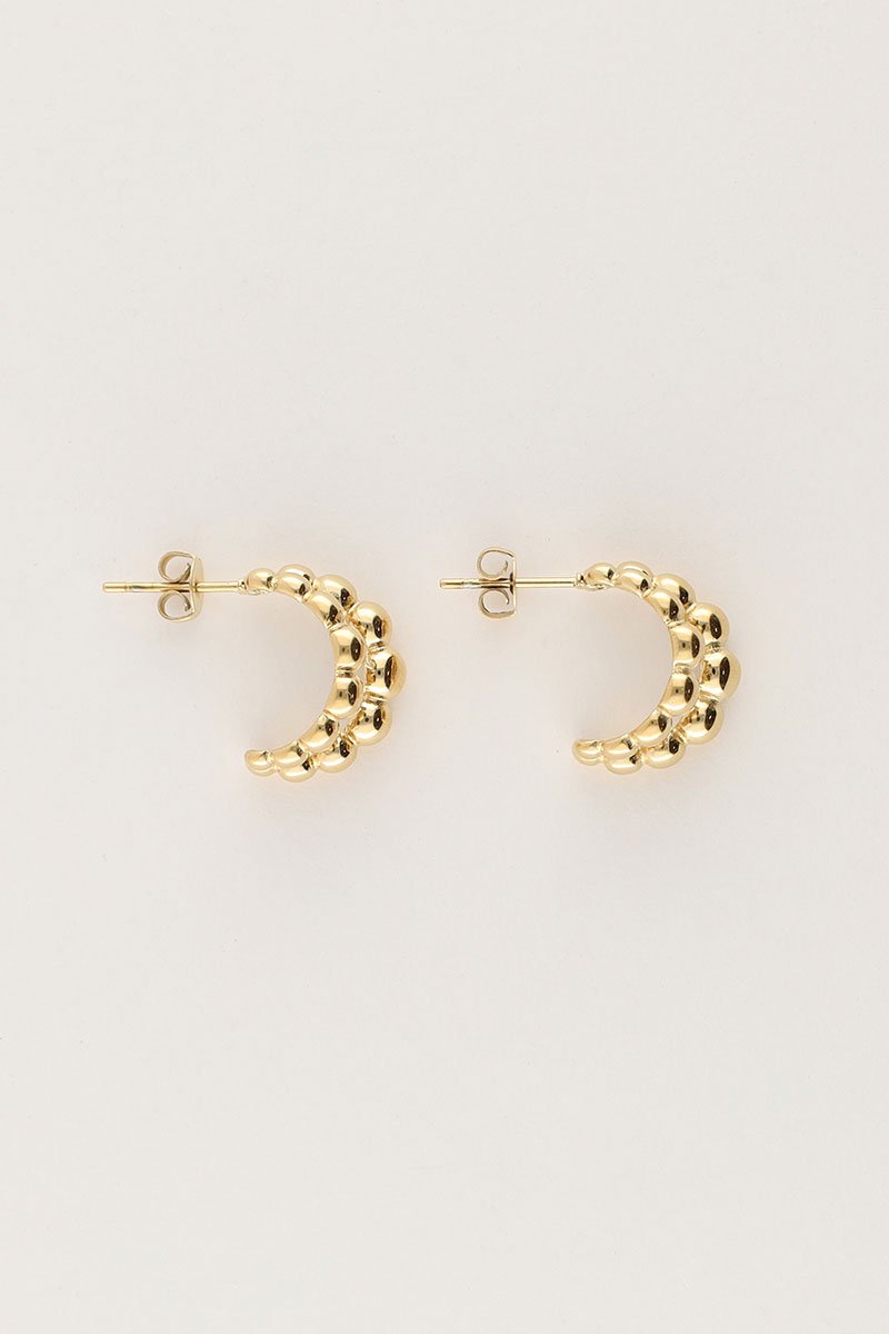 Bold Double Hoop Earrings with Dots – Stainless Steel - Musgo Bazar