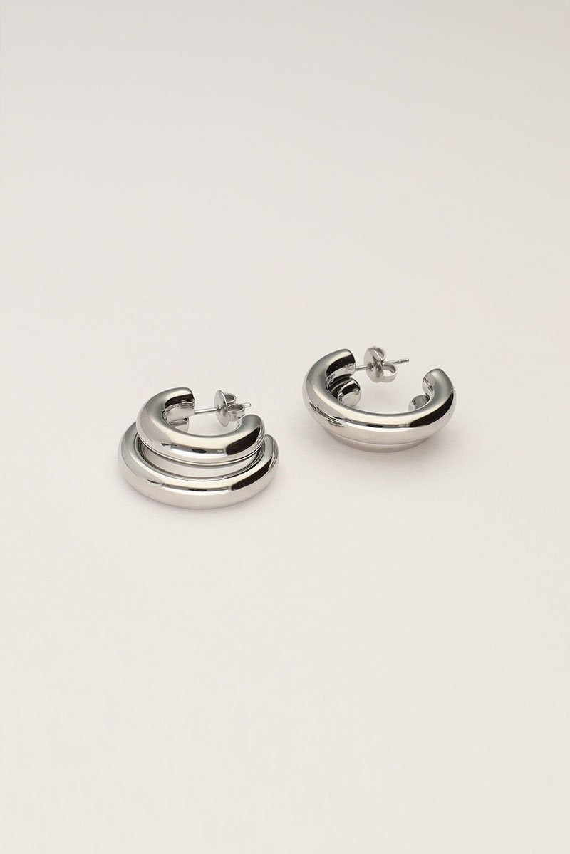 Bold Double Row Hoop Earrings – Stainless Steel - Musgo Bazar