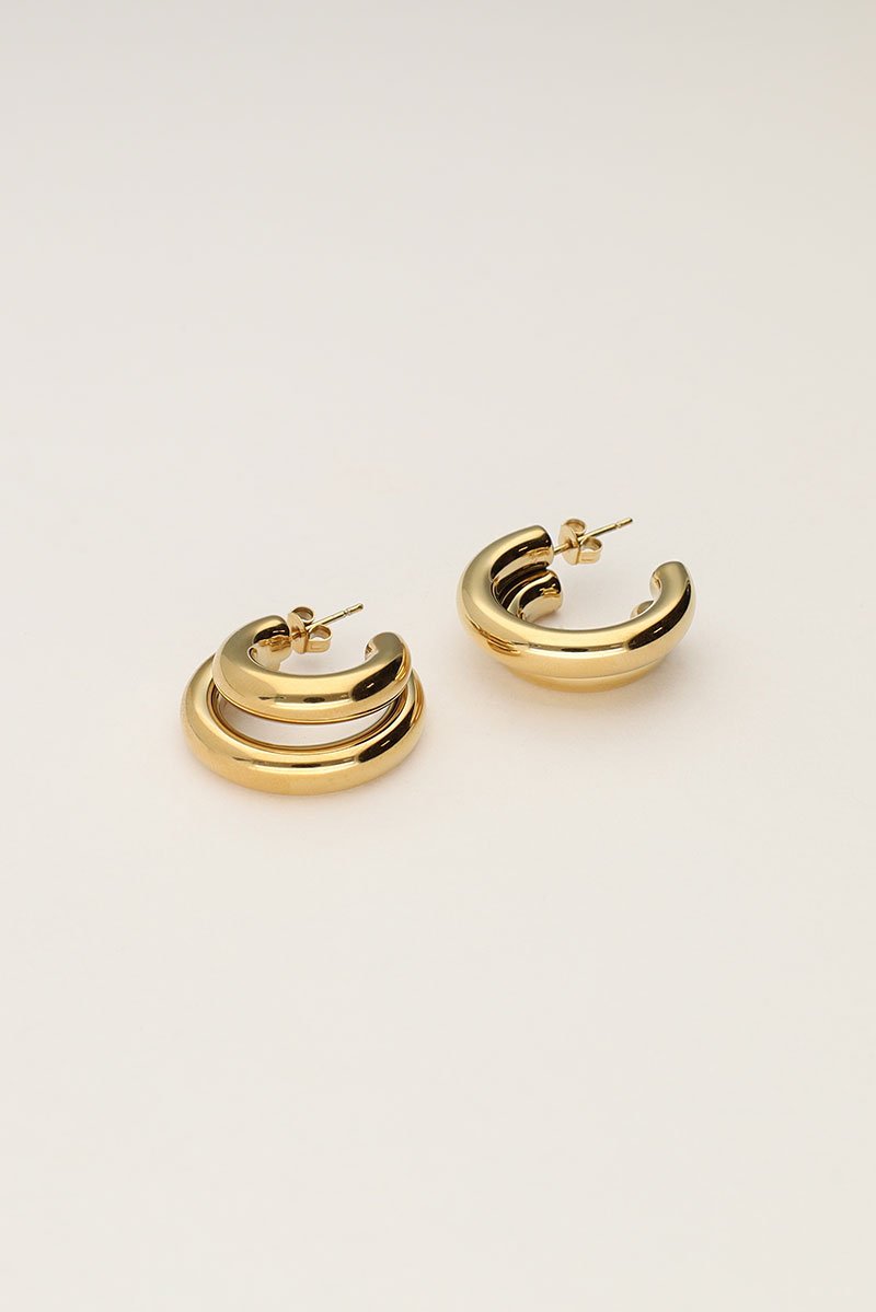 Bold Double Row Hoop Earrings – Stainless Steel - Musgo Bazar