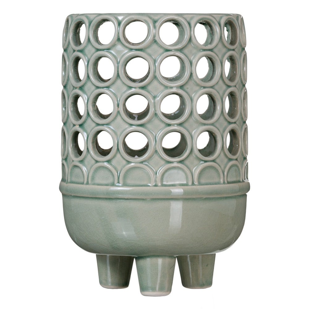 CANDLE HOLDER BLUE CERAMIC DECORATION 14,50 X 14,50 X 21 CM - Musgo Bazar