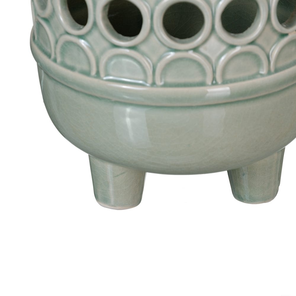 CANDLE HOLDER BLUE CERAMIC DECORATION 14,50 X 14,50 X 21 CM - Musgo Bazar
