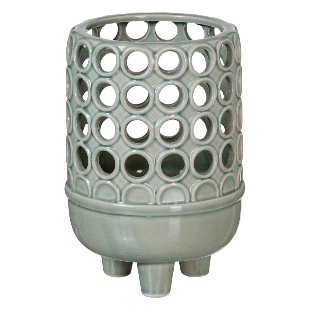 CANDLE HOLDER BLUE CERAMIC DECORATION 14,50 X 14,50 X 21 CM - Musgo Bazar