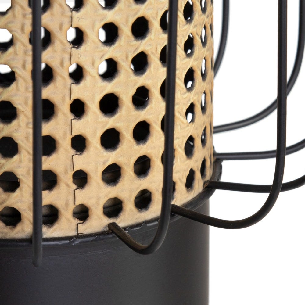 CANDLE HOLDER - NATURAL ROTAN - BLACK METAL - Musgo Bazar