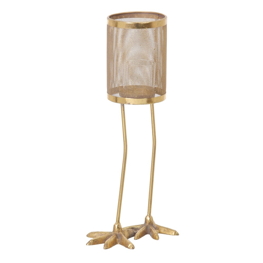 CANDLE HOLDER STAND DUCK FEET GOLD METAL 23 X 14 X 50 CM - Musgo Bazar