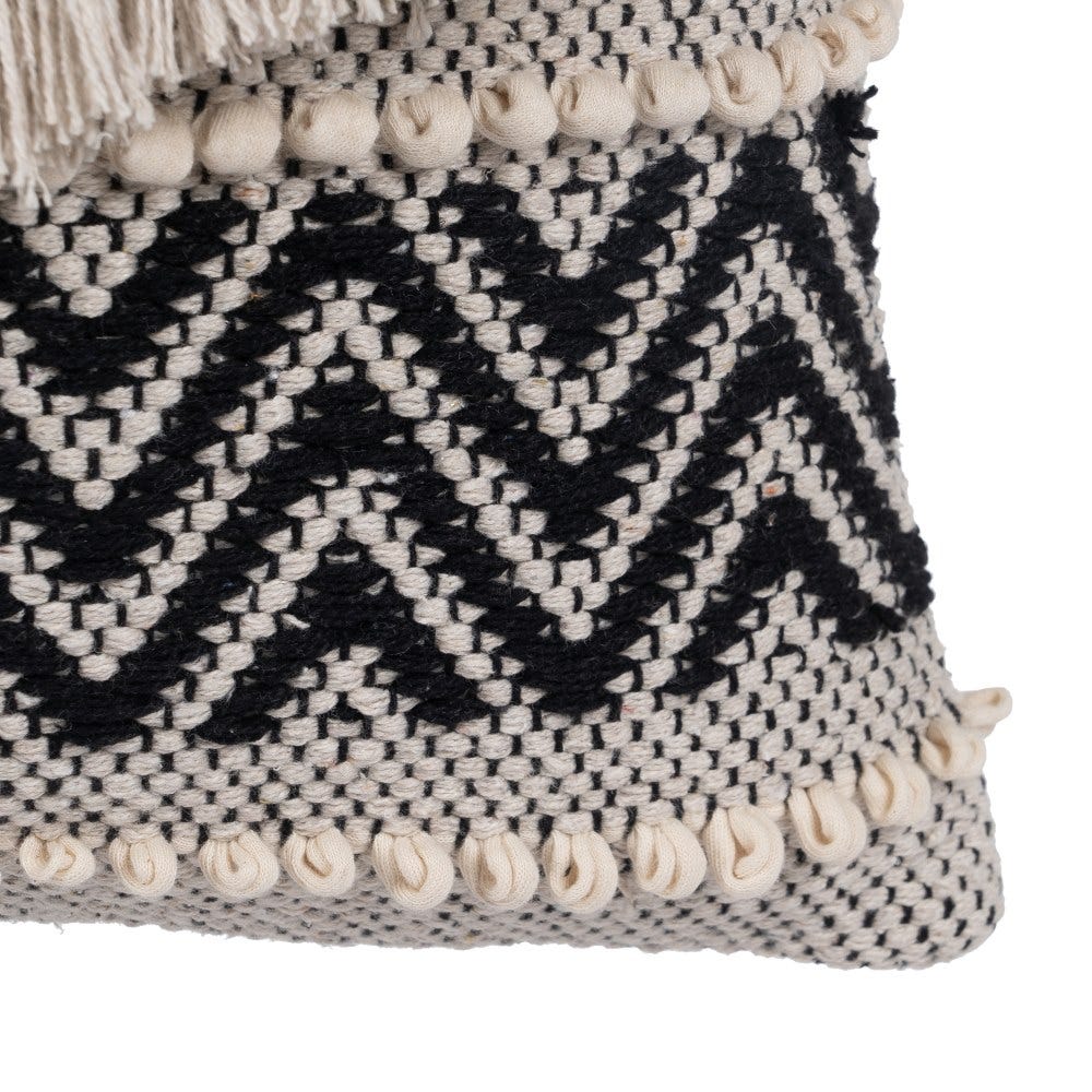 CUSHION BEIGE - BLACK COTTON DECORATION 45 X 45 CM - Musgo Bazar