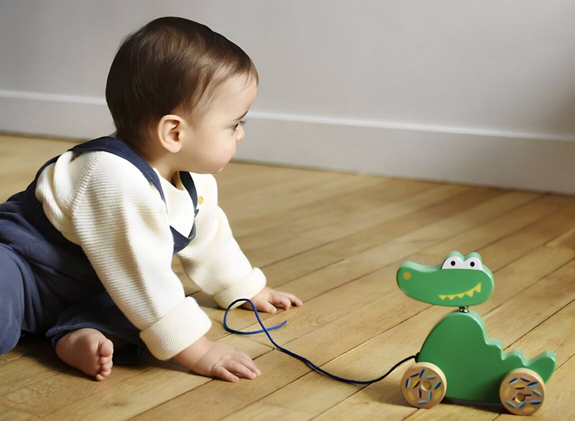 Ebulobo - Crocodile Wooden Rolling Toy - Musgo Bazar