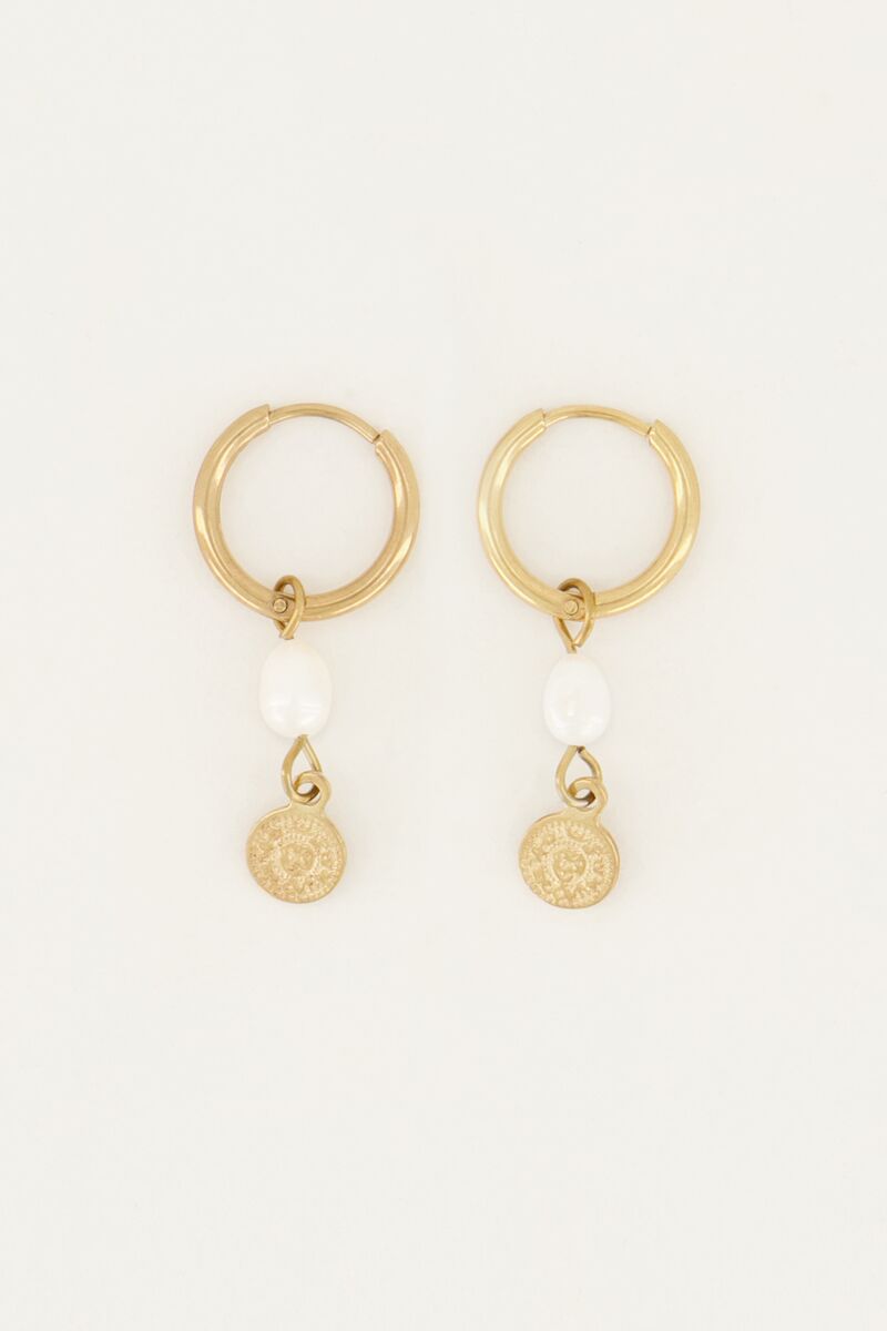 Freshwater Pearl & Coin Earrings – Stainless Steel - Musgo Bazar