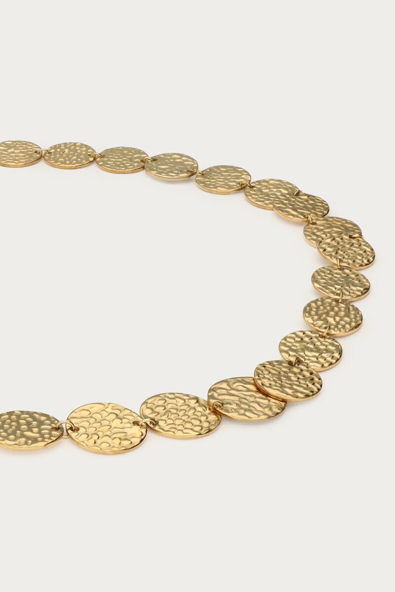 Hammered Coin Long Necklace – Stainless Steel - Musgo Bazar