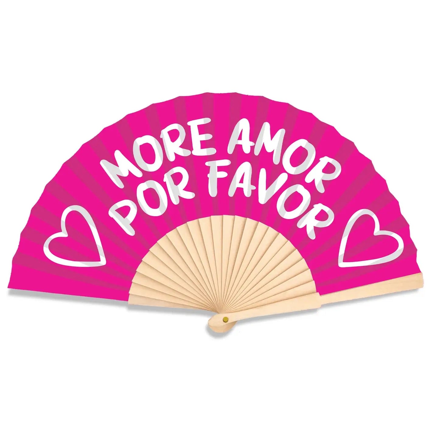 Handfan – More Amor Por Favor“ Slogan (23cm) - Musgo Bazar
