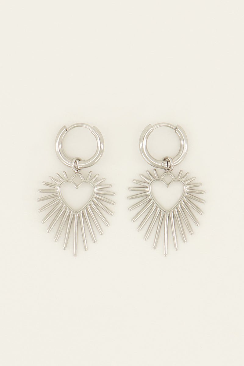 Heart Sun Beam Hoop Earrings – Stainless Steel - Musgo Bazar
