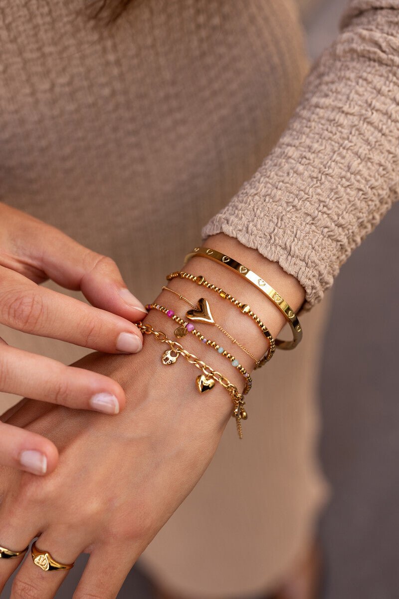 Horizontal Heart Bracelet – Stainless Steel - Musgo Bazar