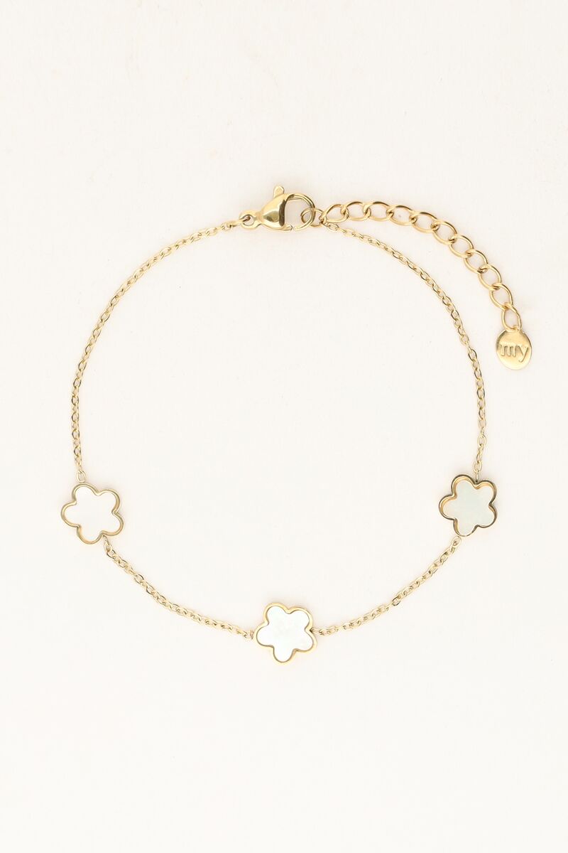Mother of Pearl Flower Bracelet – Minimalist & Stainless Steel - Musgo Bazar