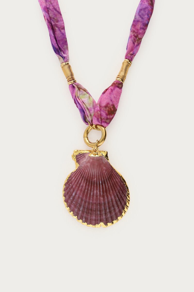 Nomads Bandana Necklace with Shell Pendant - Musgo Bazar