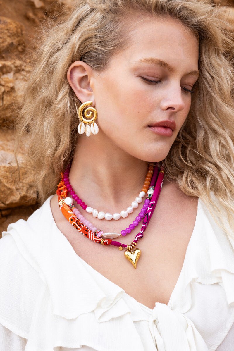 Nomads Beaded Necklace with Freshwater Pearls – 41.5cm - Musgo Bazar