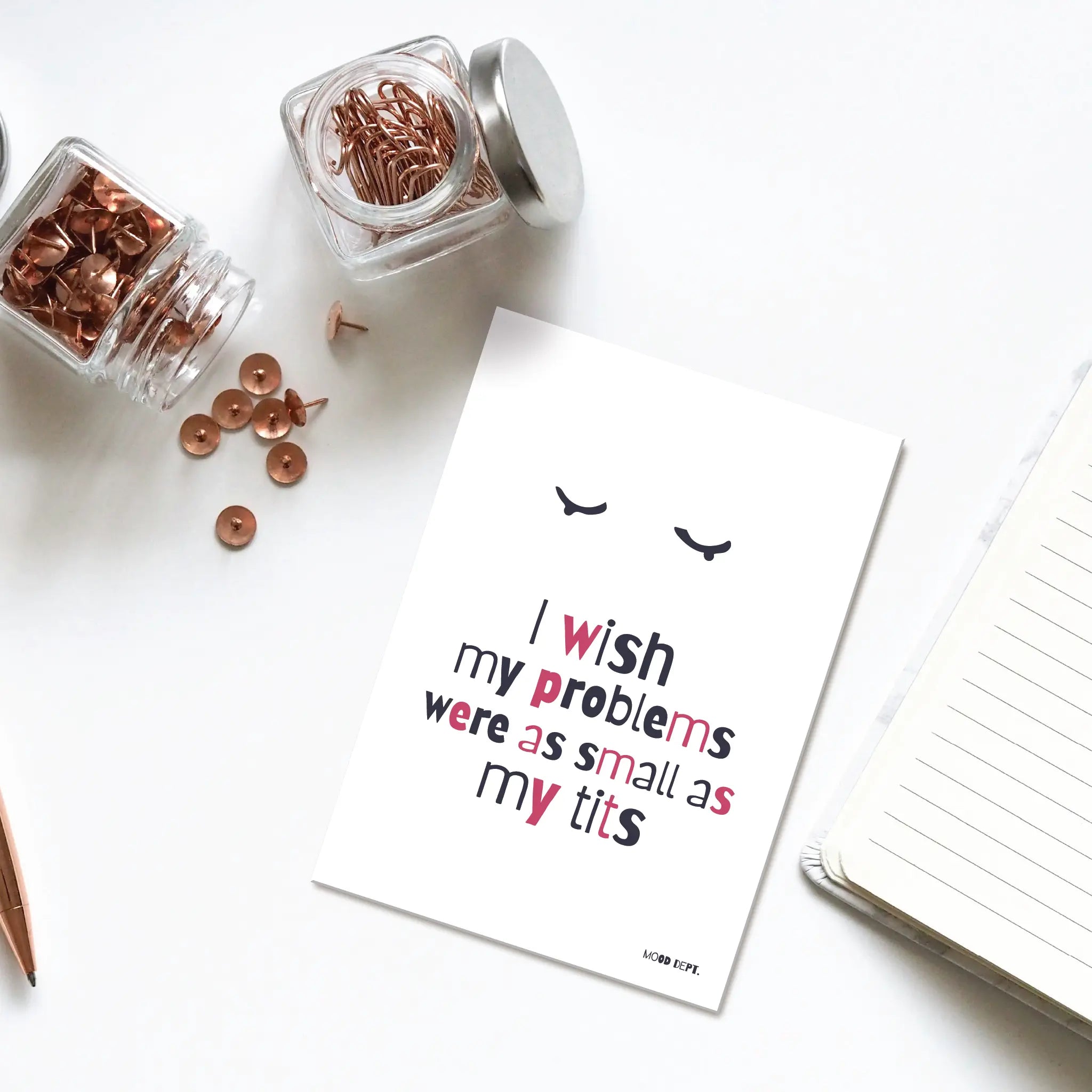 Postcard – I wish my problems were as small as my tits - Musgo Bazar