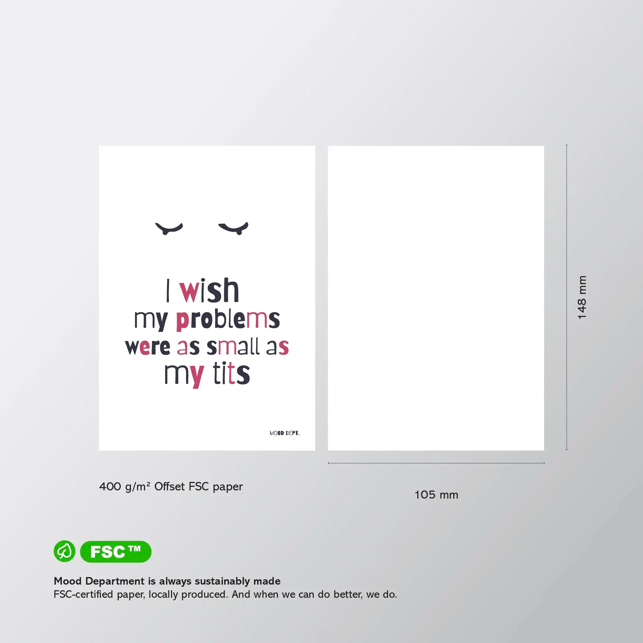 Postcard – I wish my problems were as small as my tits - Musgo Bazar