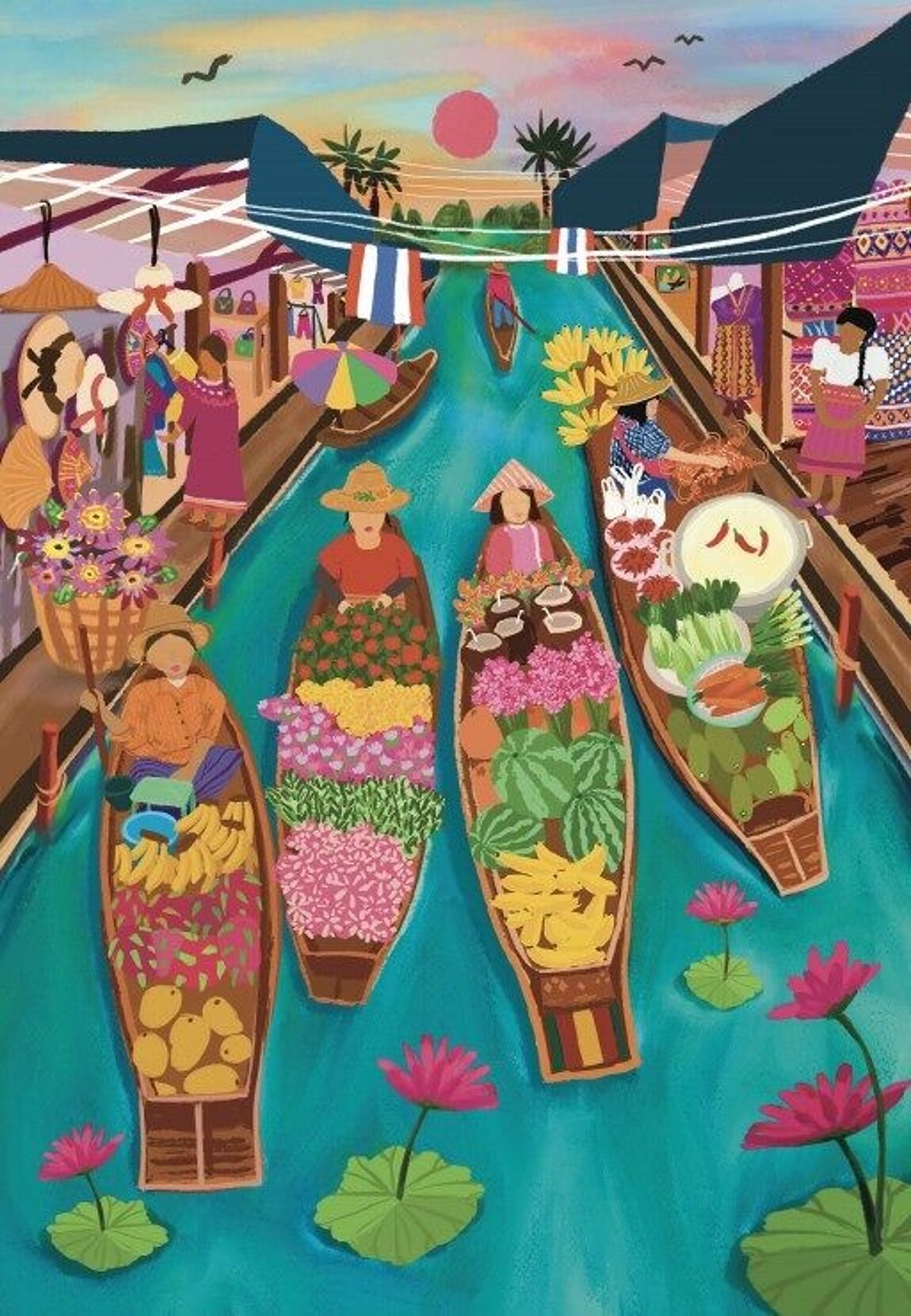 Puzzle - Floating Market Thailand - 1000 pieces - Musgo Bazar