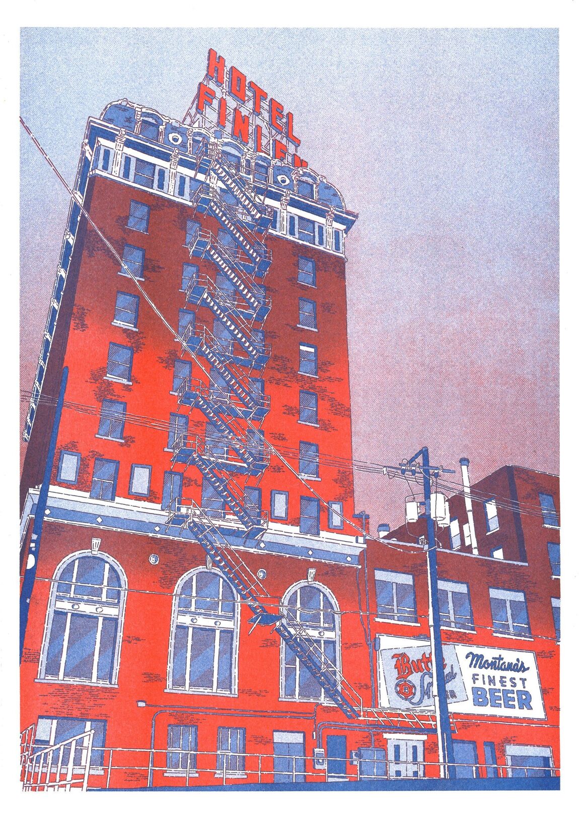 Riso Art Print - Mathieu Surrel - Nowhere in the USA - Musgo Bazar