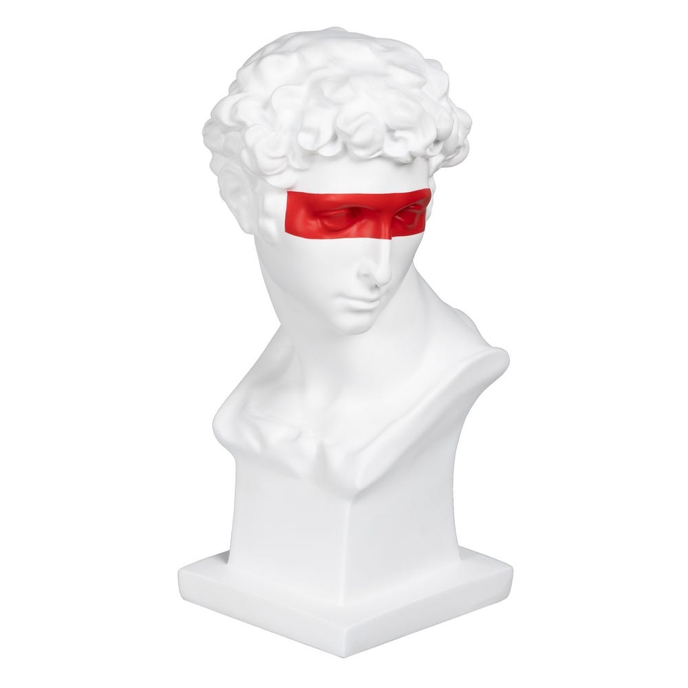 Roman Bust Statue with Red Mask - Musgo Bazar