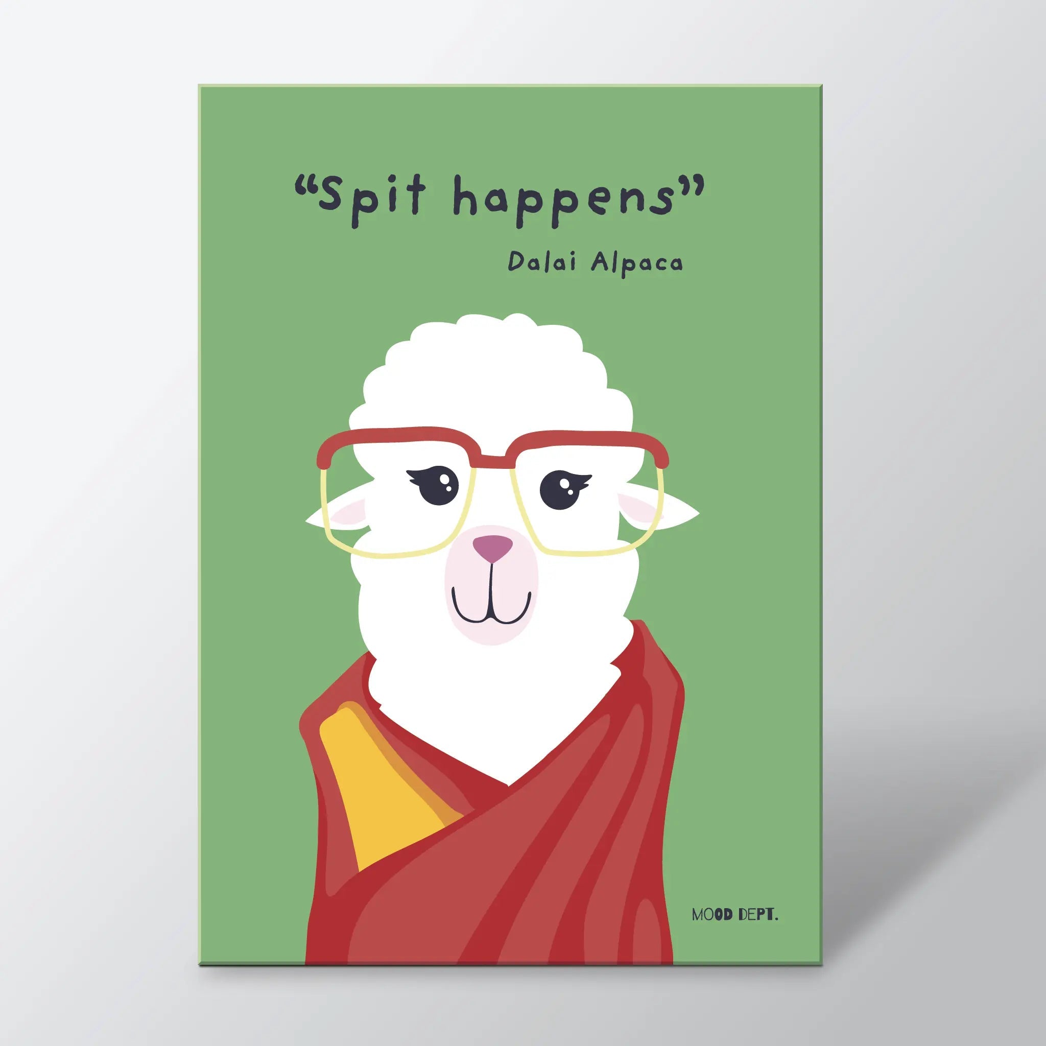 “Spit Happens” Postcard – Dalai Alpaca Edition - Musgo Bazar