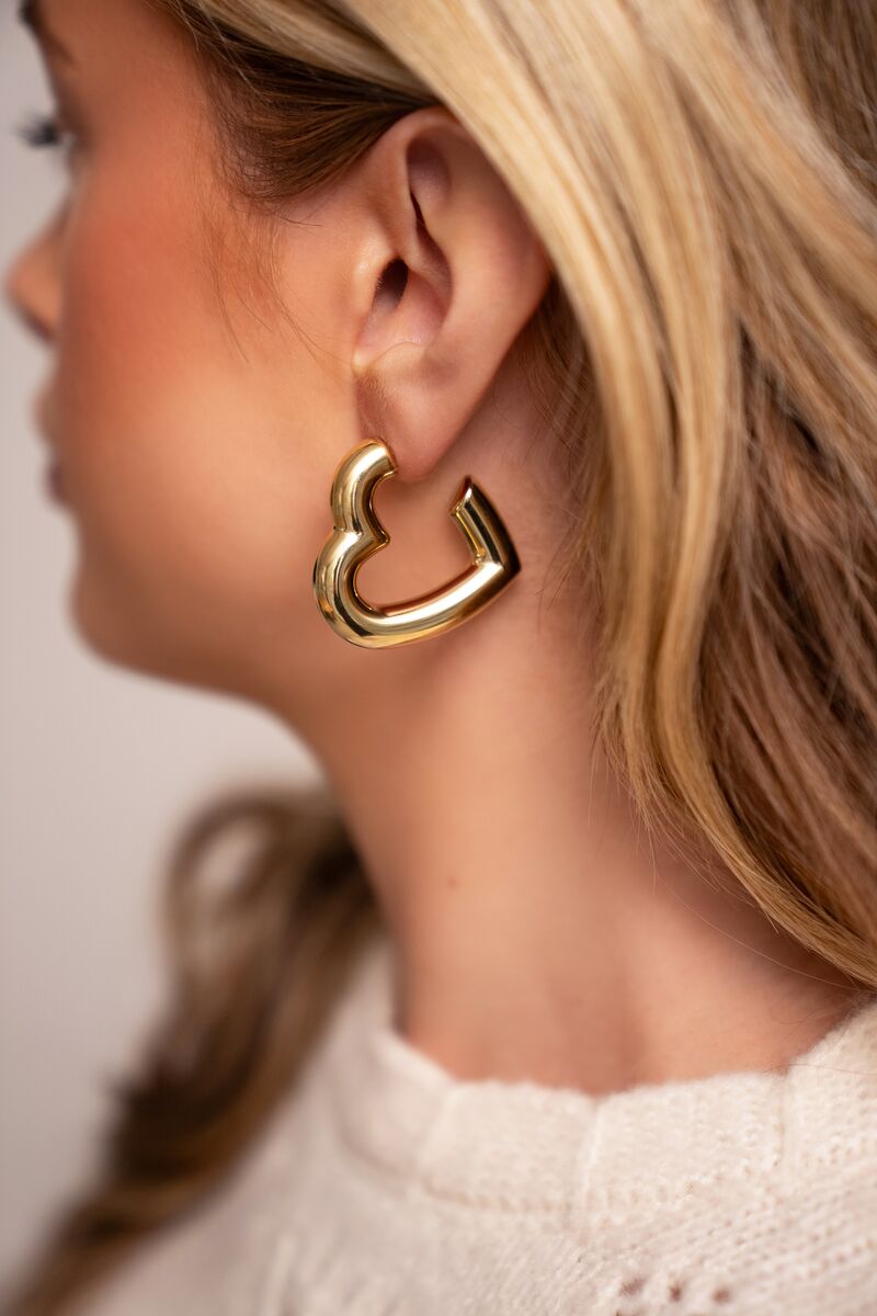 Statement Earrings Medium Heart – Stainless Steel - Musgo Bazar