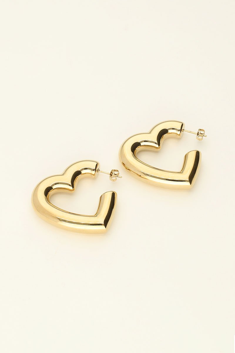 Statement Earrings Medium Heart – Stainless Steel - Musgo Bazar