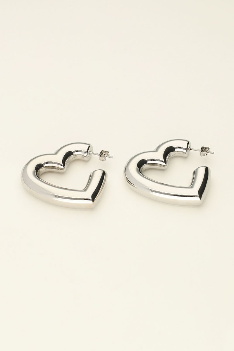 Statement Earrings Medium Heart – Stainless Steel - Musgo Bazar