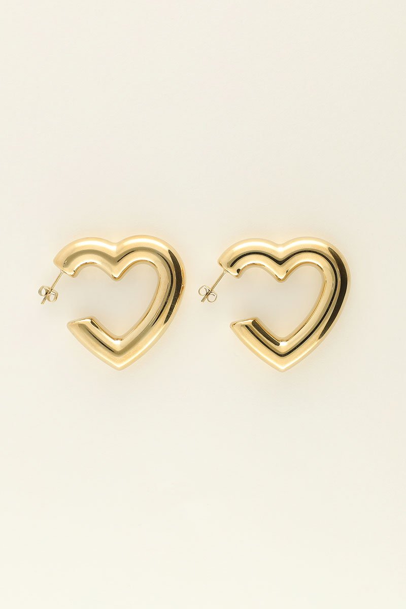 Statement Earrings Medium Heart – Stainless Steel - Musgo Bazar