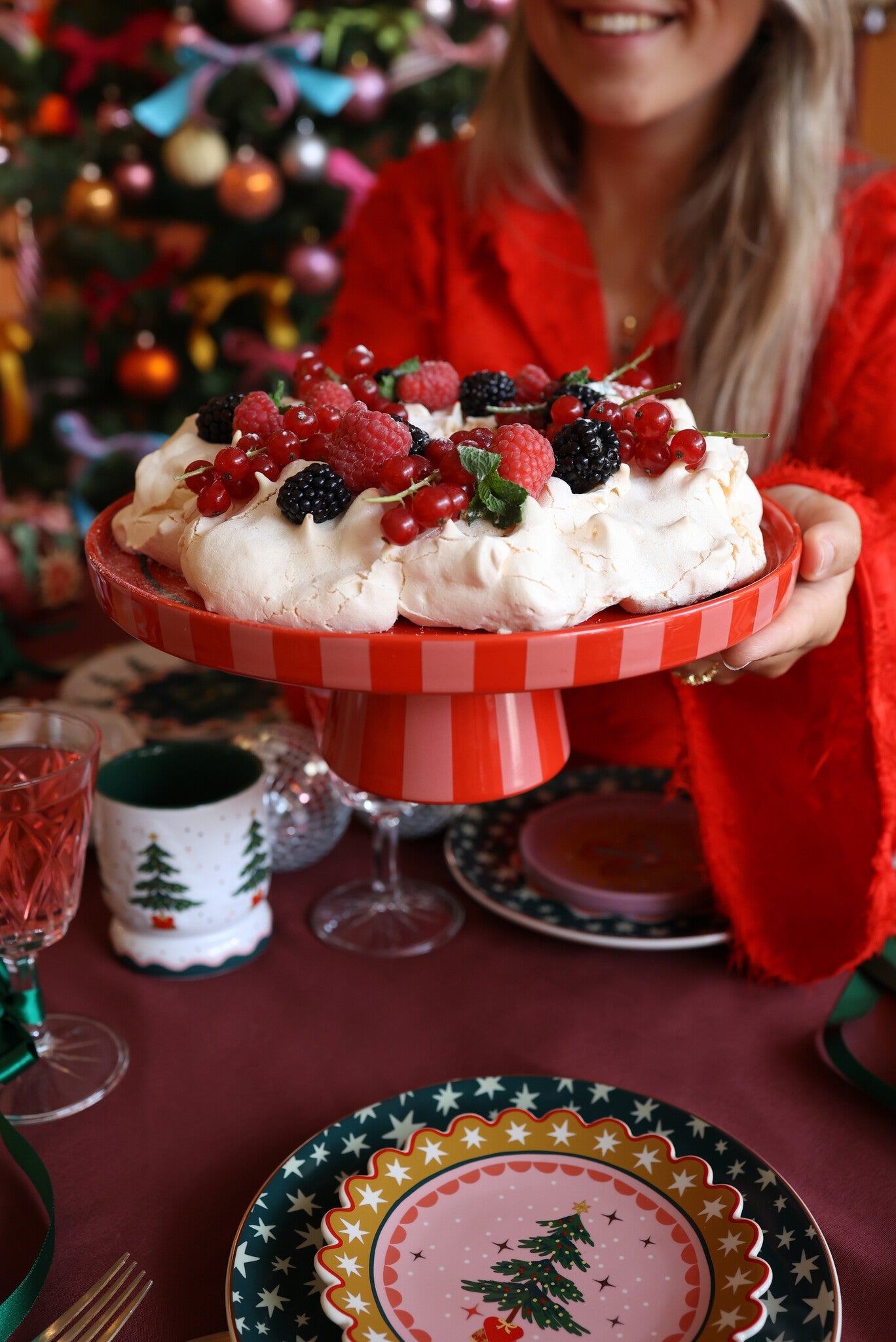 Tableware ATLITW - Large Cake Stand Candy Cane - Musgo Bazar