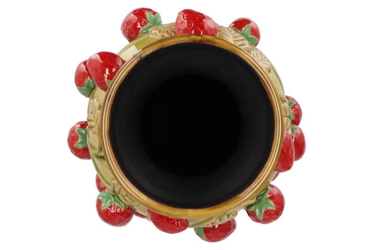 Vase - Fruit cilinder STRAWBERRY olive green 24x38cm - Musgo Bazar