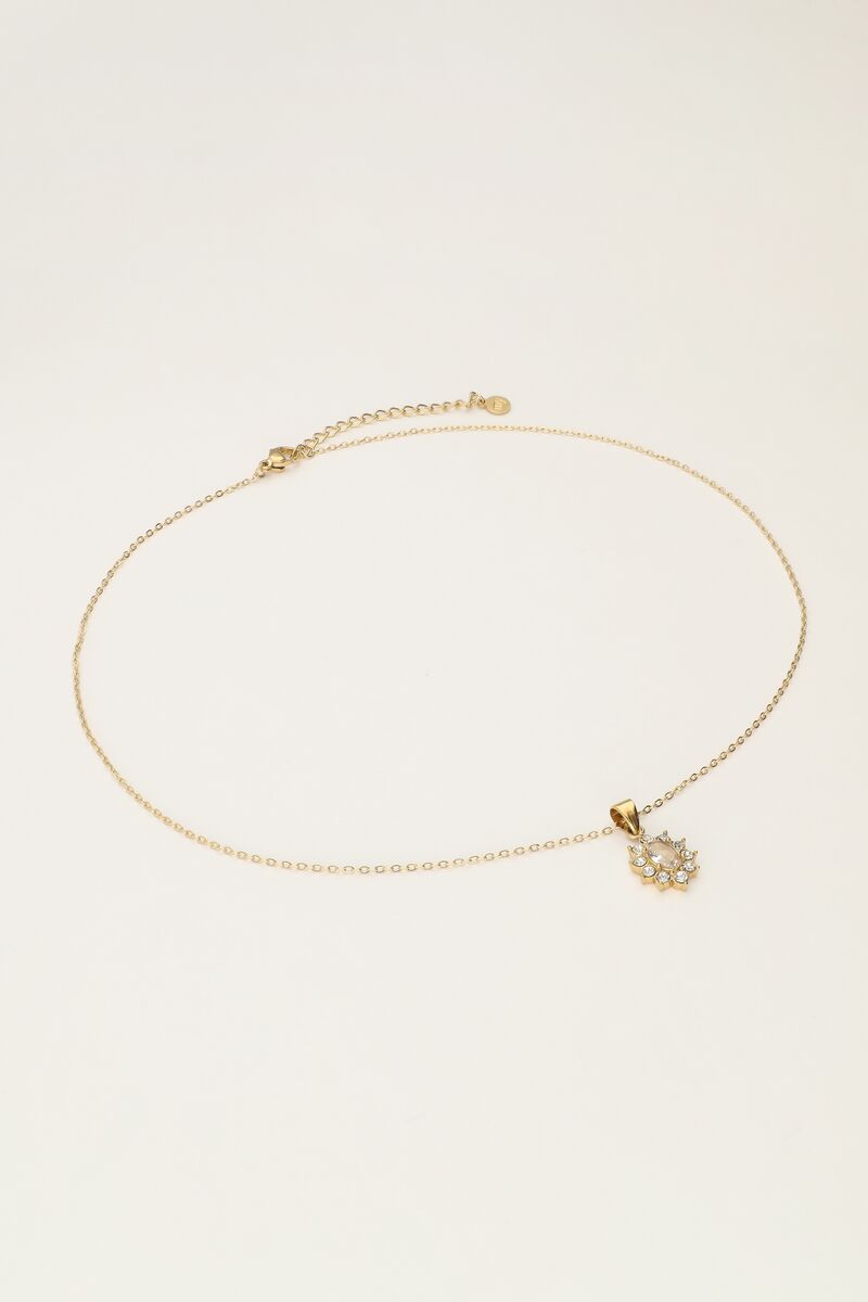 Vintage Necklace with Transparent Strass – Stainless Steel - Musgo Bazar