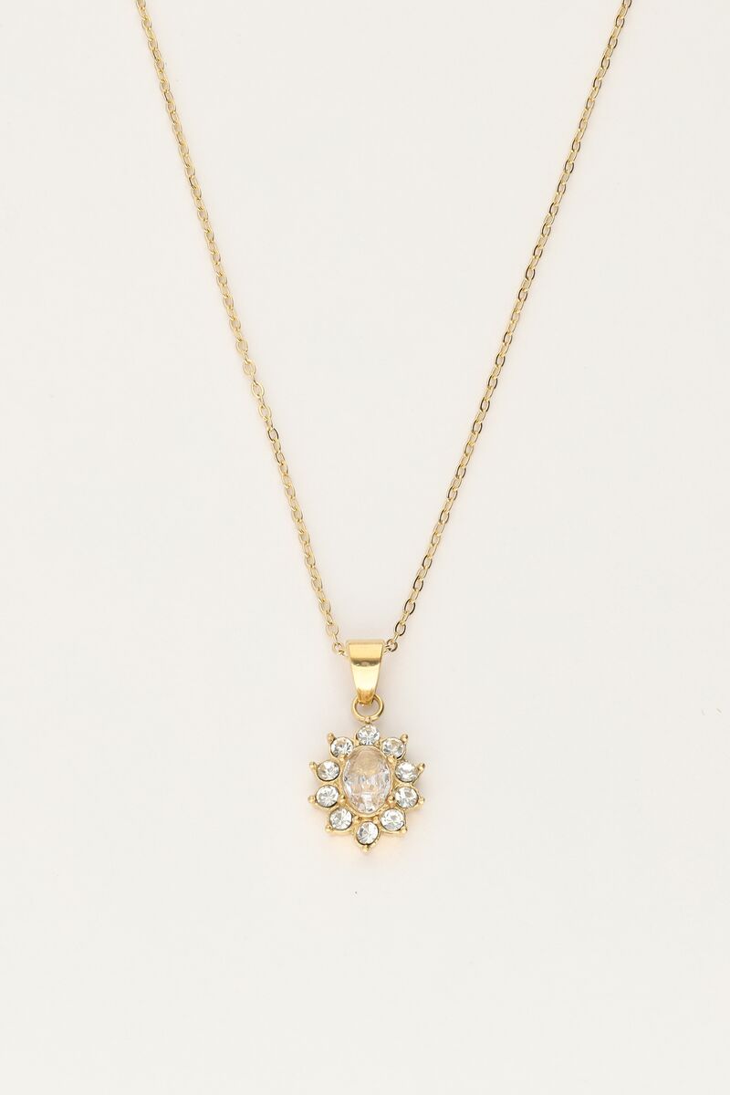 Vintage Necklace with Transparent Strass – Stainless Steel - Musgo Bazar