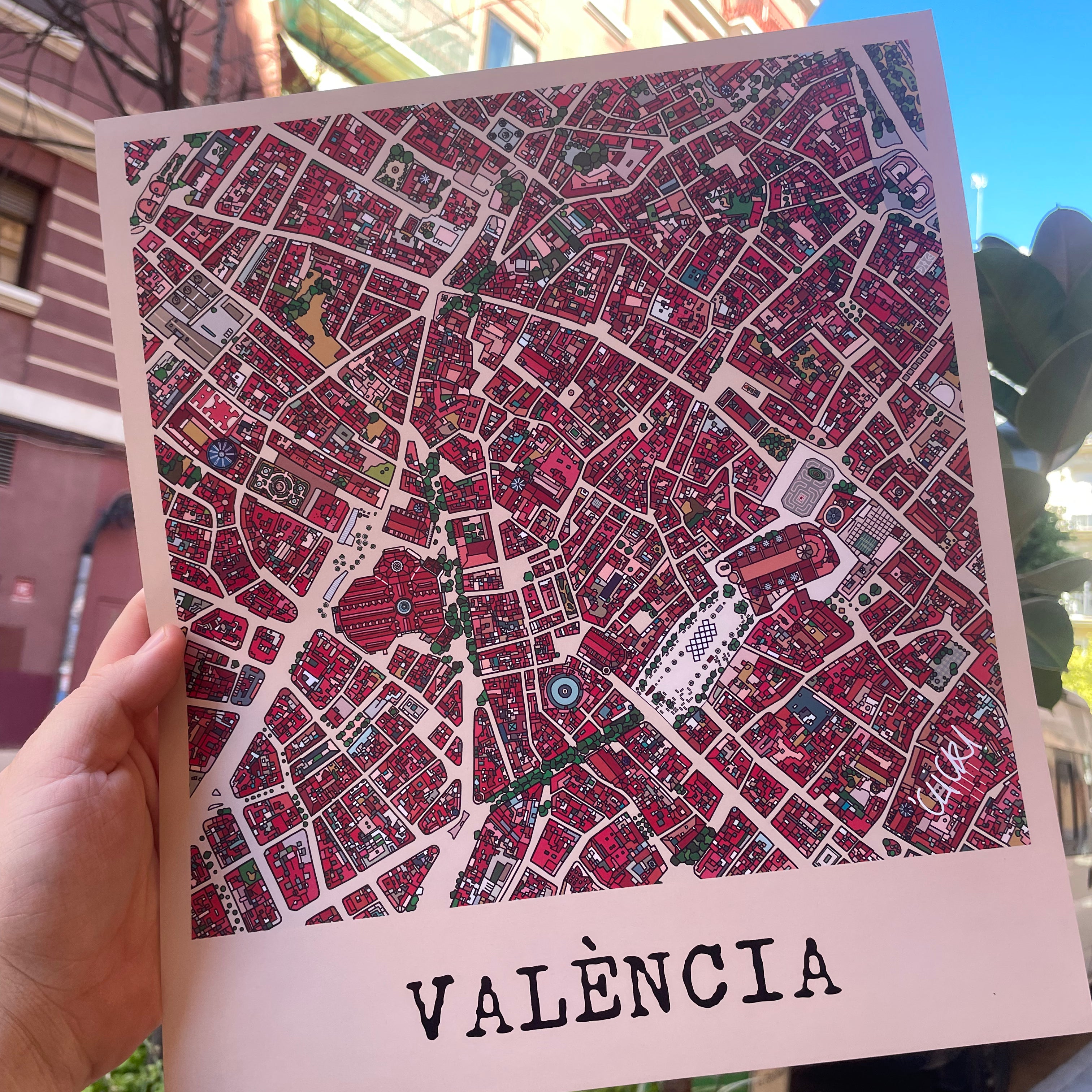 Mapa ilustrado del casco antiguo de Valencia – Un paseo en papel