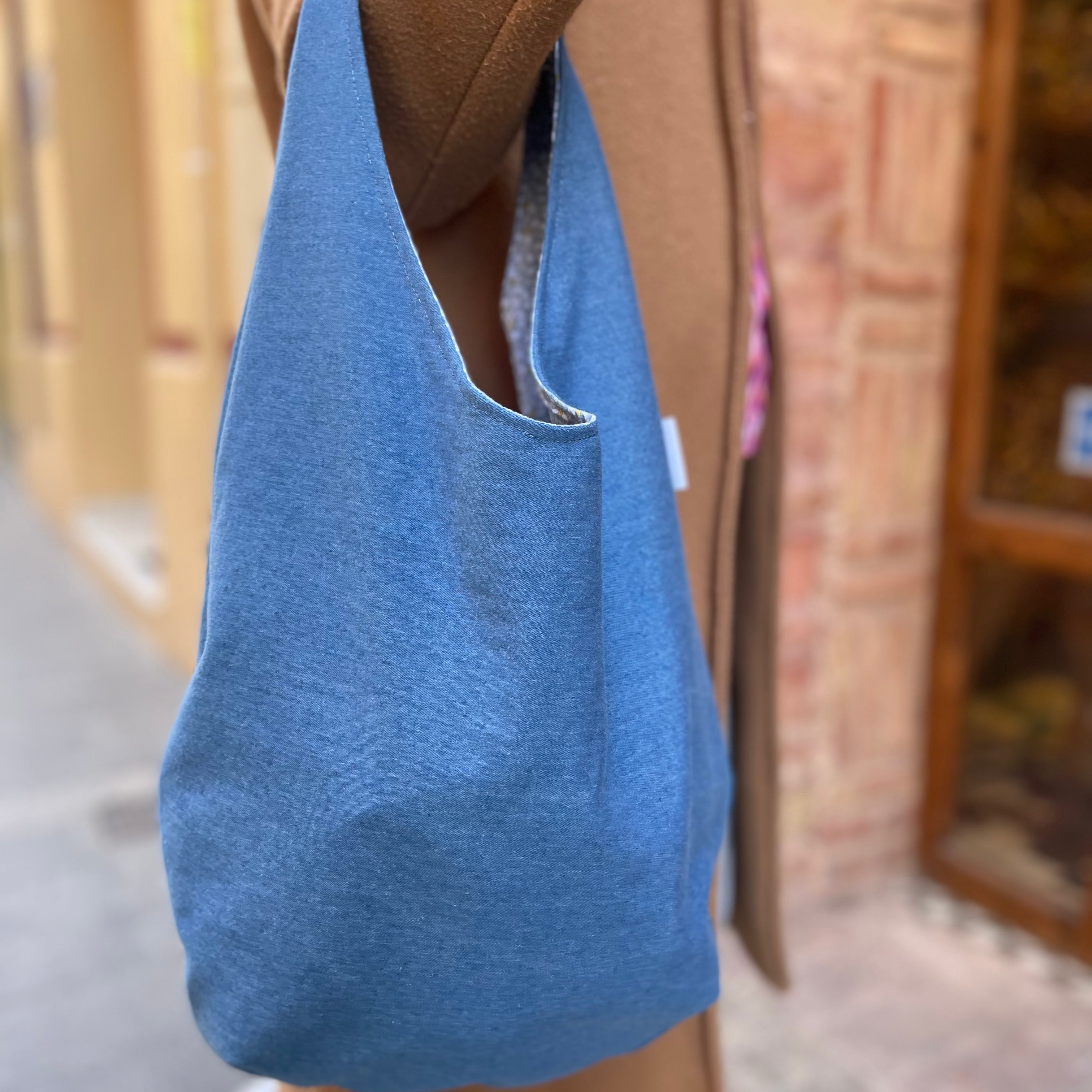 Handmade Bag Hobo 'Blue - Hidden Flowers'