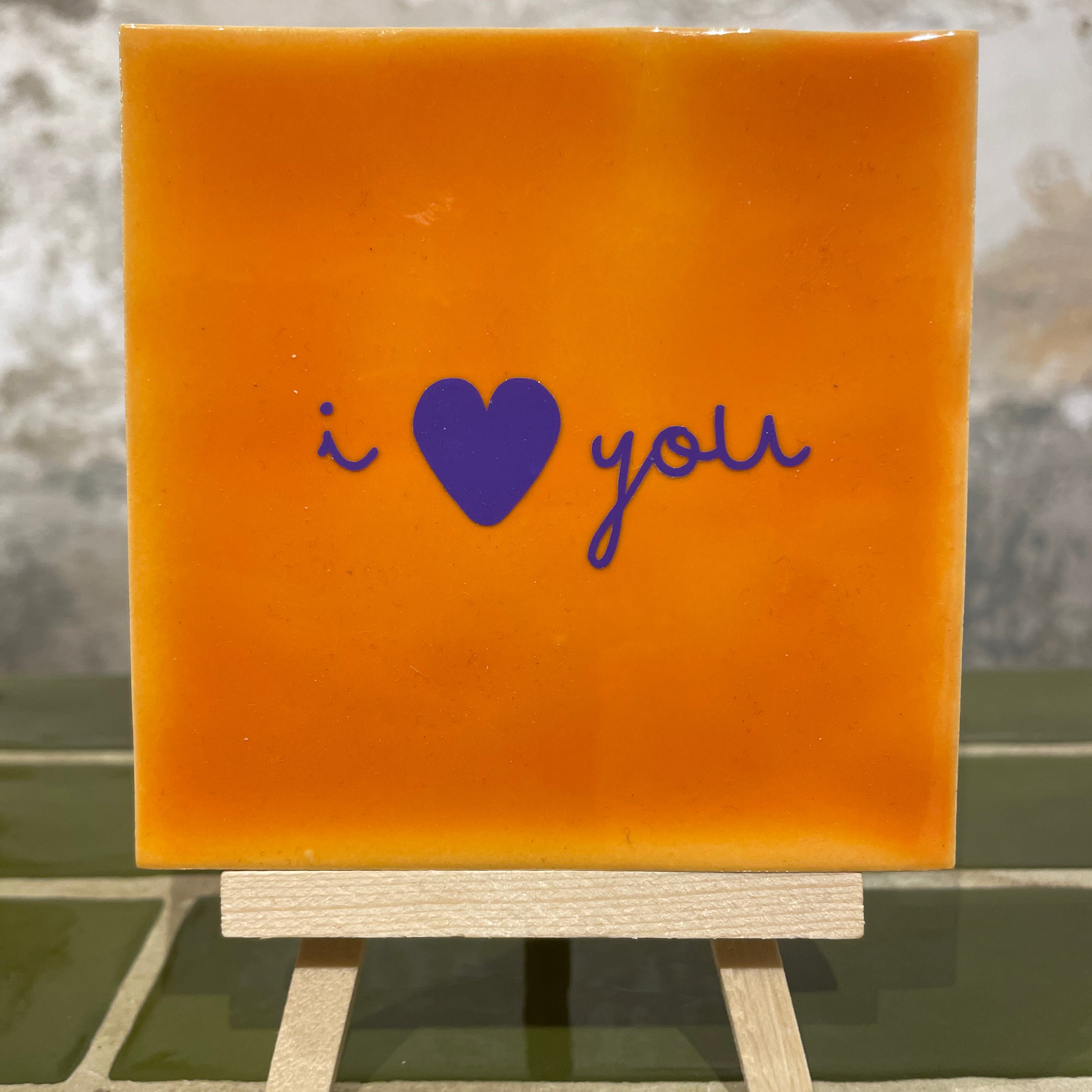 Tile with Print - I ❤️ You - Orange