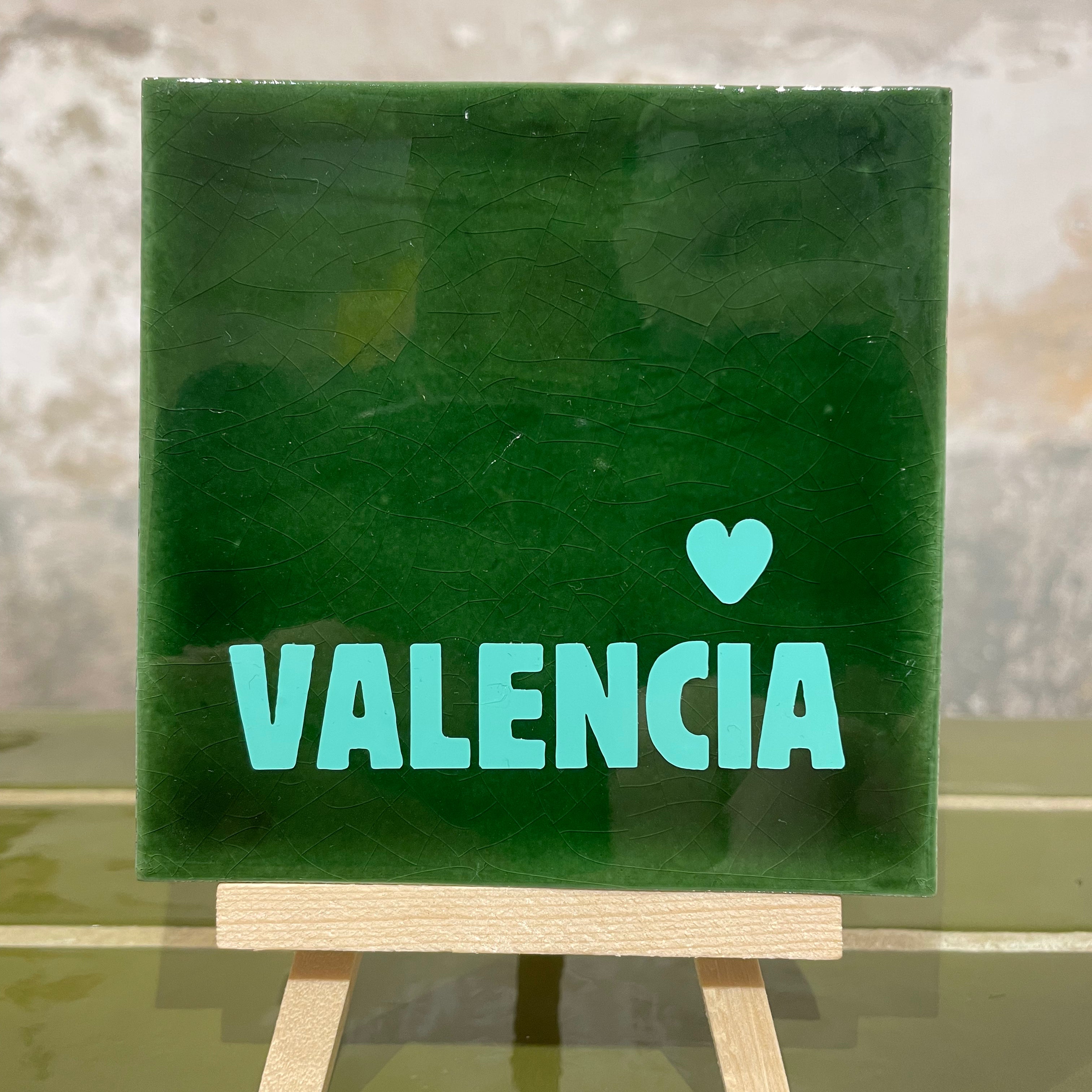 Azulejo artesanal “Valencia” – Recuerdo con alma (1 - Dark Green)