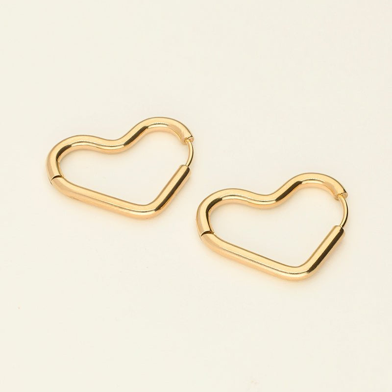 Basic Earrings with Open Heart – Stainless Steel - Musgo Bazar
