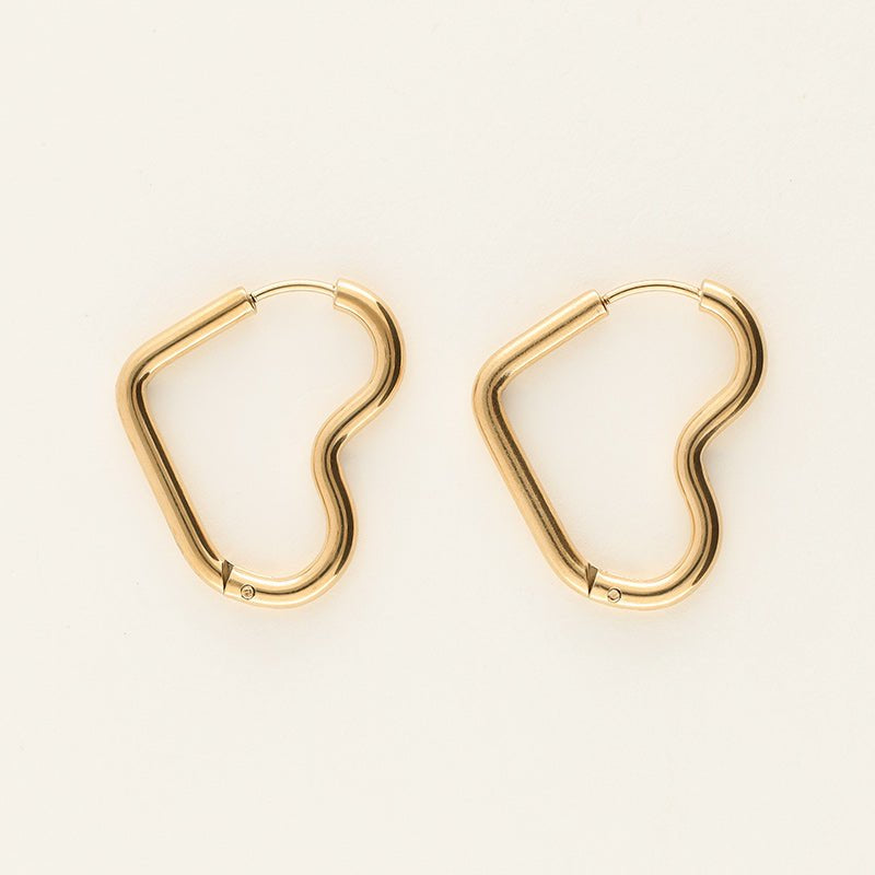 Basic Earrings with Open Heart – Stainless Steel - Musgo Bazar