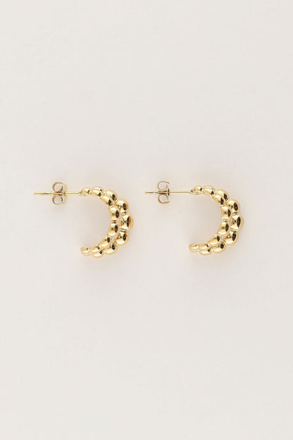 Bold Double Hoop Earrings with Dots – Stainless Steel - Musgo Bazar