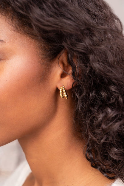 Bold Double Hoop Earrings with Dots – Stainless Steel - Musgo Bazar