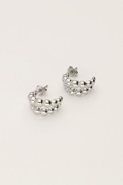 Bold Double Hoop Earrings with Dots – Stainless Steel - Musgo Bazar