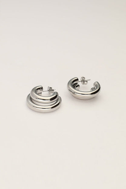 Bold Double Row Hoop Earrings – Stainless Steel - Musgo Bazar