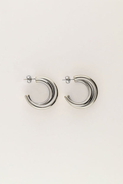 Bold Double Row Hoop Earrings – Stainless Steel - Musgo Bazar