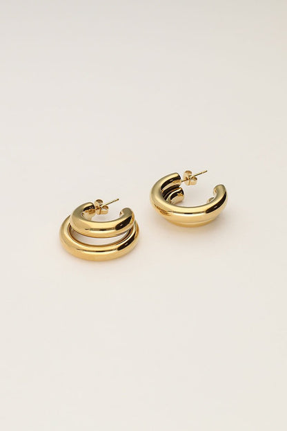 Bold Double Row Hoop Earrings – Stainless Steel - Musgo Bazar