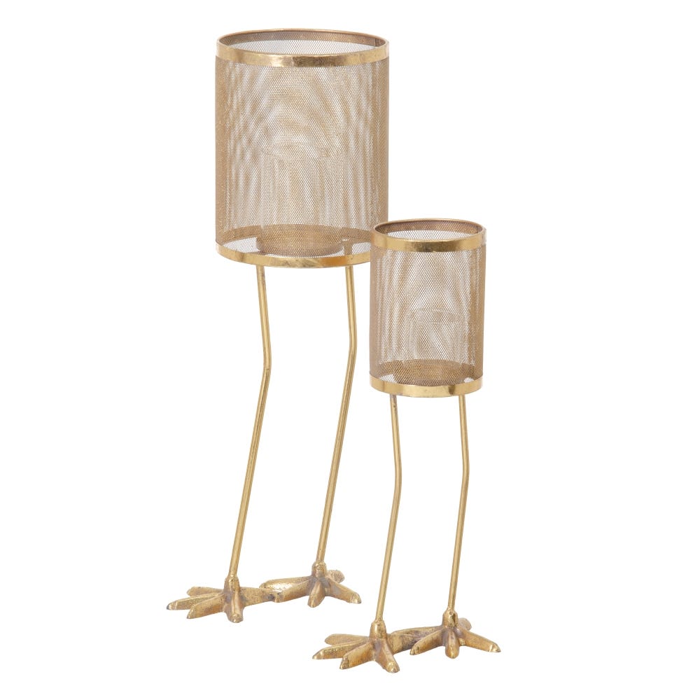 CANDLE HOLDER STAND DUCK FEET GOLD METAL 23 X 14 X 50 CM - Musgo Bazar